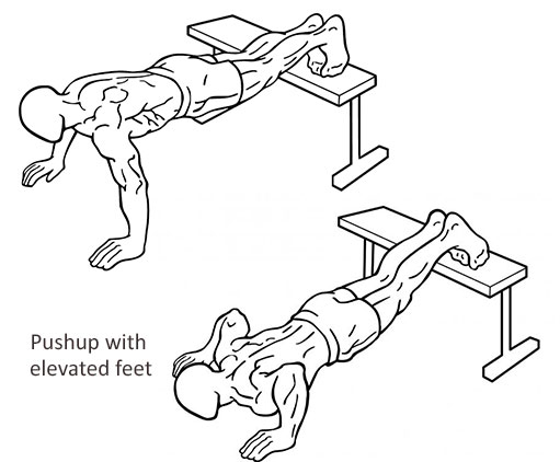 Pushup with elevated feet